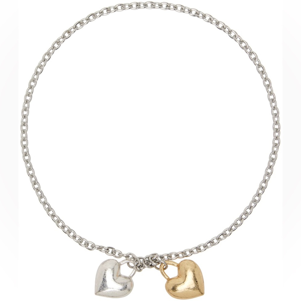 Silver and Gold Heart Charm Necklace